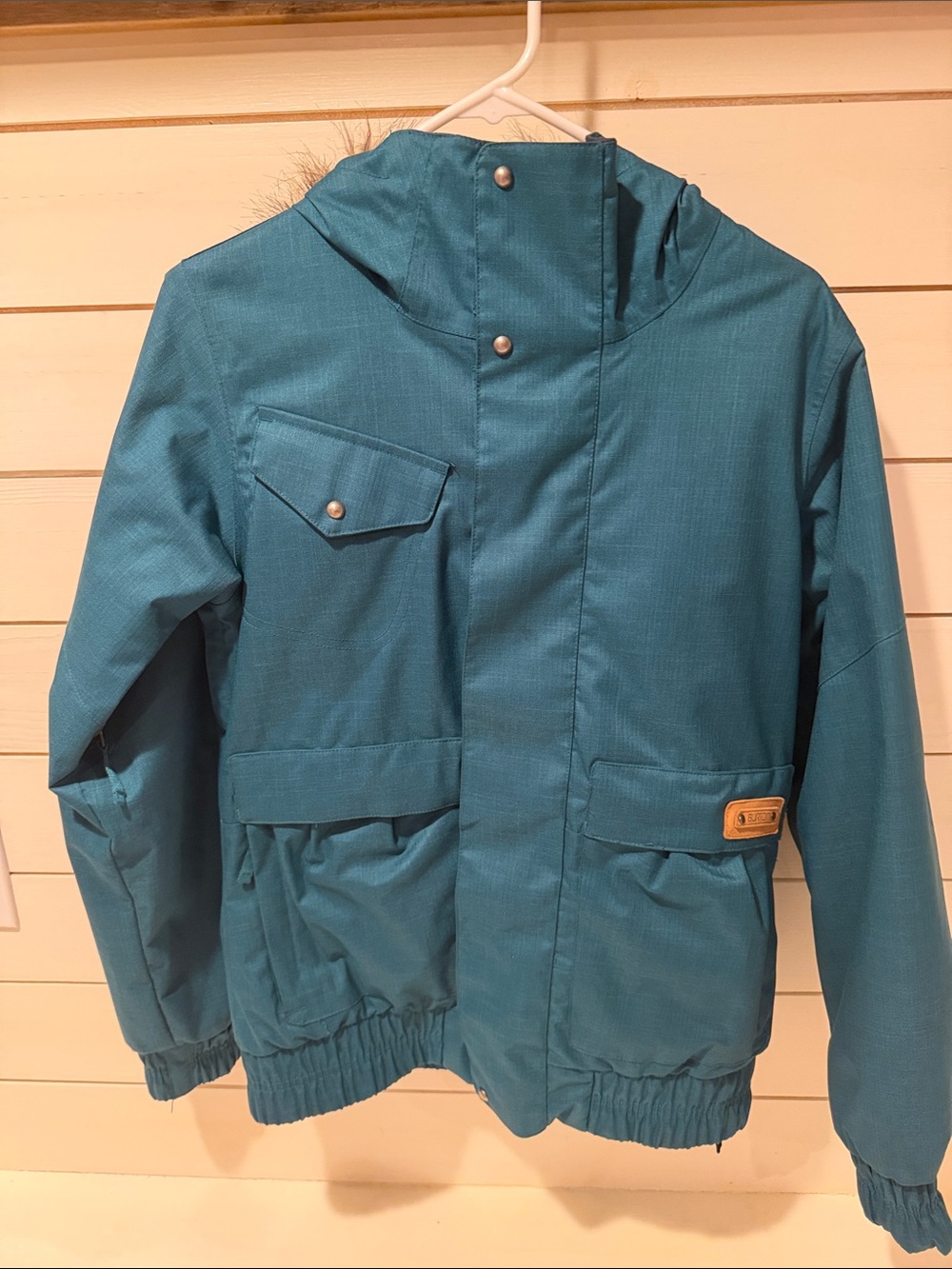 Women’s Burton Teal Snowboard Jacket with Dark purple liner